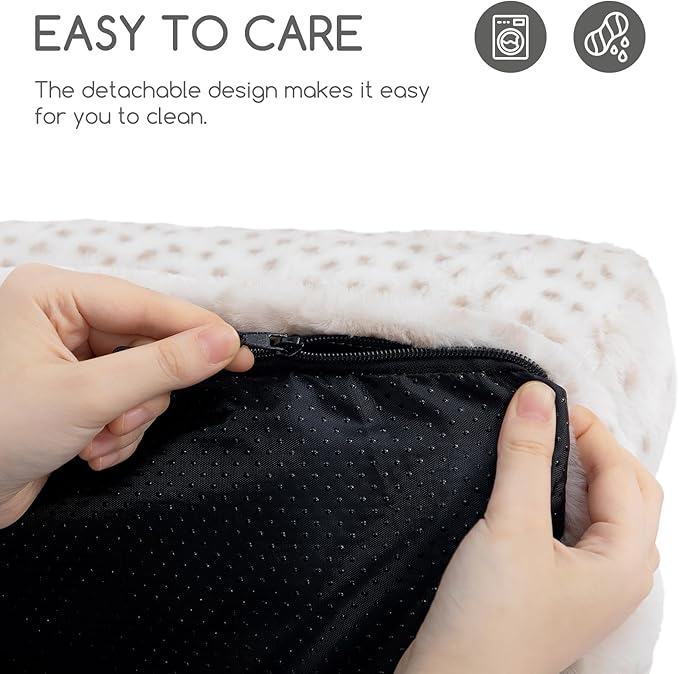 Hollypet Fluffy Plush Dog Cat Pet Couch Soft Calming Sofa Bed for Medium Small Cats and Dogs, Leopard