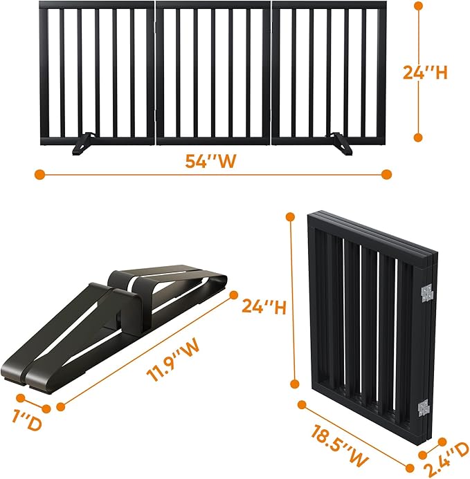 Black 18-55" Foldable Pet Gate for Stairs & Doorways, Puppy Gate Fence