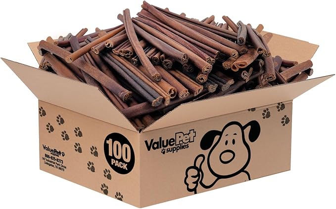 ValueBull Collagen Sticks for Dogs, 12 Inch Medium Chews, Natural Long-Lasting Dog Treats, 100 Count Bulk Pack - Supports Joints, Skin & Coat with Chondroitin & Glucosamine