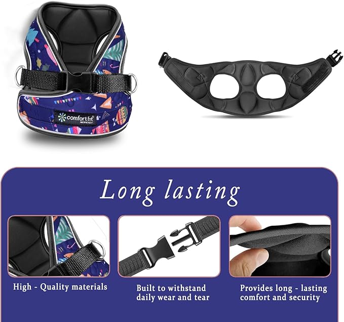 Comfort Fit Dog Harness No Pull with Adjustable Buckles Soft Padded Reflective Choke Step-in Pet Vest with Easy Control Handle for Small Medium Large Dogs & Puppies for Walking Running Training