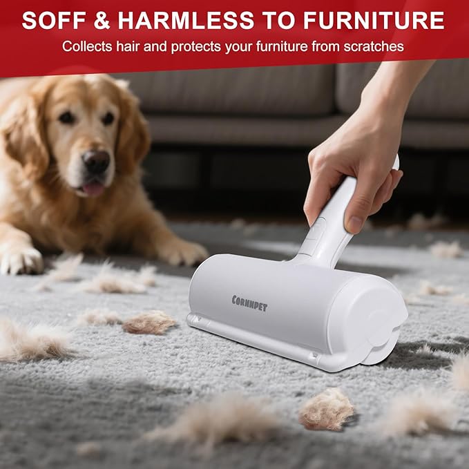 Pet Hair Removal Tool – Reusable Lint Roller for Dogs & Cats – Self-Cleaning Fur Remover Brush - Portable, Multi-Surface Fur Removal Tool - Glove Brush and Pet Hair Extra Sticky Roller