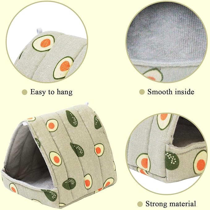 JSPYFITS 2 Pack Guinea Pig Hideout,Small Animal House Guinea Pig Bed Washable Cage Accessories for Small Pet Bunny/Rabbit/Hamster/Chinchilla Guinea Strawberry/Avocado