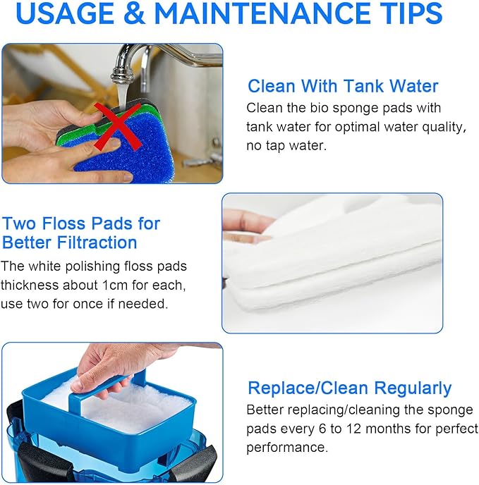 Canister Filter Pads Replacement for Penn Plax Cascade 1000 Canister Filter Aquarium Canister Filter Media Pads Compatible with Cascade 700/1000 CCF2UL/CCF3UL Canister Filter Fish Tank 16 Pack