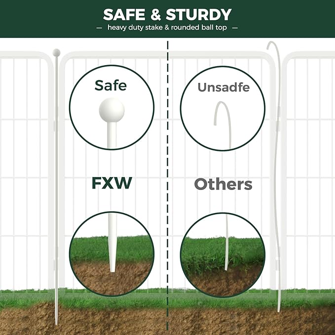 FXW Rollick Unleashed Dog Playpen for Indoor, Yard, RV Camping, 40 inch 16 Panels for Medium and Large Dogs, White│Patented