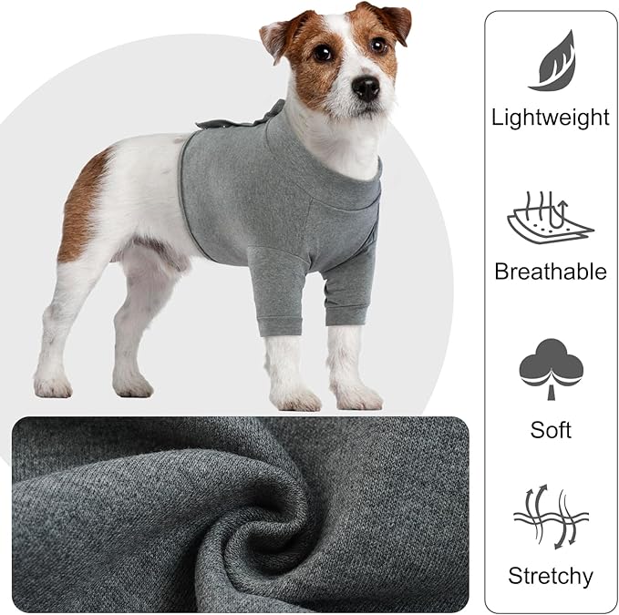 IDOMIK Dog Recovery Suit, Dog Surgery Recovery Suit Front Legs, Comfy Joint Leg Sleeves After Surgery, Elbow Braces Protector for Leg Injuries & Joint Pain, Cone Collar Alternatives,Grey,2XL