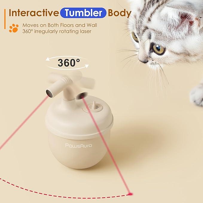 Automatic Laser Cat Interactive Toy - Self-Balancing 360° Auto-Spin Laser Pointer with Catnip Hole, Triple-Sensory – Kitten Sight, Smell & Touch, Boredom Relief Toys for Indoor Adult Cats