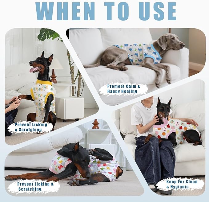 Recovery Suit for Dogs After Surgery, Professional Dog Surgical Suit for Female Spay, Male Neuter, E-Collar & Cone Alternative Dog Onesie for Abdominal Wounds Skin Disease, Blue, L