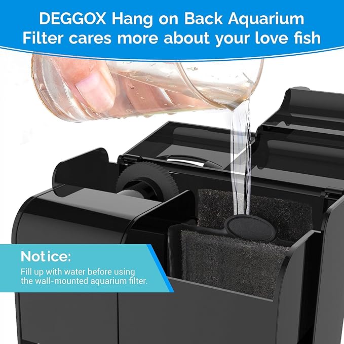 U-V Aquarium Filter for 10-20 Gallon Tank,Hang On Back Aquarium Filter Green Water Cleaning Machine,HOB Filter Ultra-Quiet Powerful Pump 118GPH for Fish Turtle Tank with Surface Skimmer