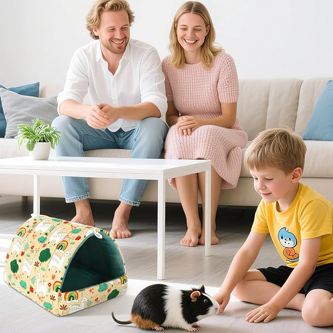 UPINS Guinea Pig Bed, Guinea Pig Hideout Washable Small Animal House Cage Accessories for Dwarf Rabbits Chinchillas Hamsters Hedgehogs Ferrets Bearded Dragons and Rats