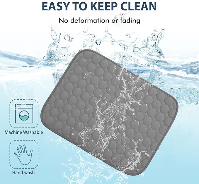 MICROCOSMOS Summer Cooling Mat & Sleeping Pad- Water Absorption Top, Materials Safe, Easy Carry, EZ Clean. Keep Cooling for Pets, Kids and Adults.(Dark Grey, 19" x 15")