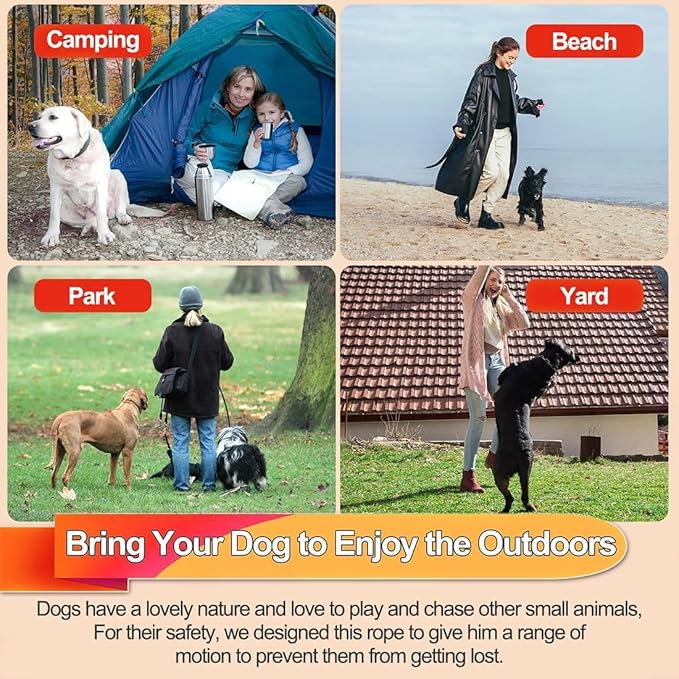 Tie Out Cable for Dogs,30FT Dog Leads,Heavy Duty Tie Out Cable for Large Dogs Up to 125lbs,Durable Dog Runner Tether Line for Outdoor,Yard