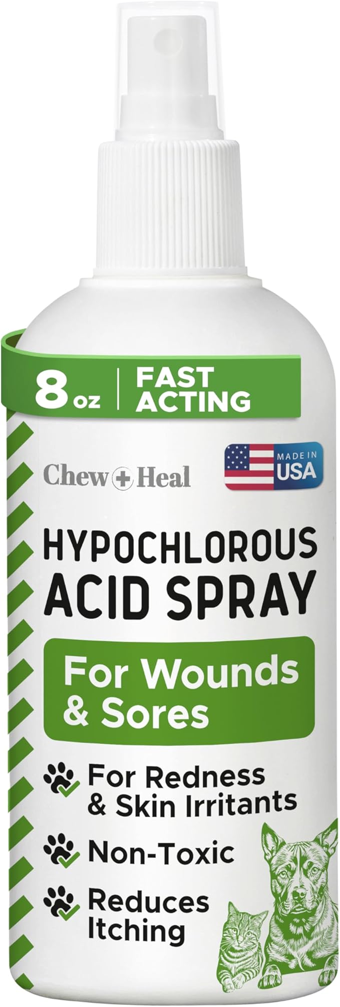 Hypochlorous Acid Spray for Dogs – 8oz Dog Wound Spray for Cuts, Burns, Sores, Abrasions, and More – Non Toxic and Chemical Free HOCI Wound Care – Made in The USA