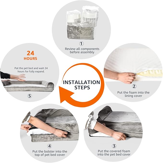 Amazon Basics Dog Bed with Cooling Gel Memory Foam, Pressure-Relief Support for Dogs up to 55lbs, Non-Slip Bottom, Machine Washable Cover, Large Sized (36" x 27"), Brown