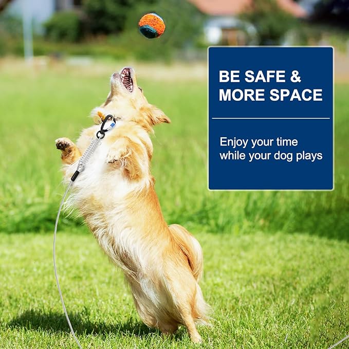 Snagle Paw Dog Leads for Yard 50FT-1000LBS Break Strength,Heavy Duty Tie Out Cable for Dogs with Swivel Lockable Hook & Spring,Chew Proof Dog Chain for Outside,Dog Run Cable for Medium Large Dogs