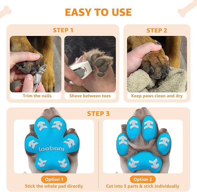 Loobani Paw Pads for Dogs Traction: Anti Slip Dog Paw Grippers for Senior Dogs Walking on Hardwood Slippery Floors - Dog Paw Protector Stickers for Prevent Licking & Wound Care, Easy Using