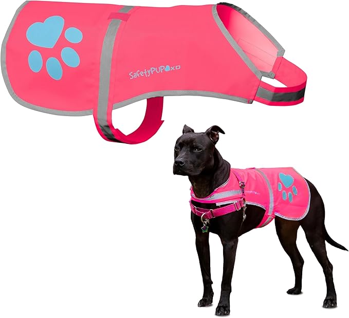 Dog Reflective Vest – Hi-Vis Fluorescent Visibility That Helps to Safeguard Your Pet On/Off Leash in Urban & Rural Areas (Pink, Large)