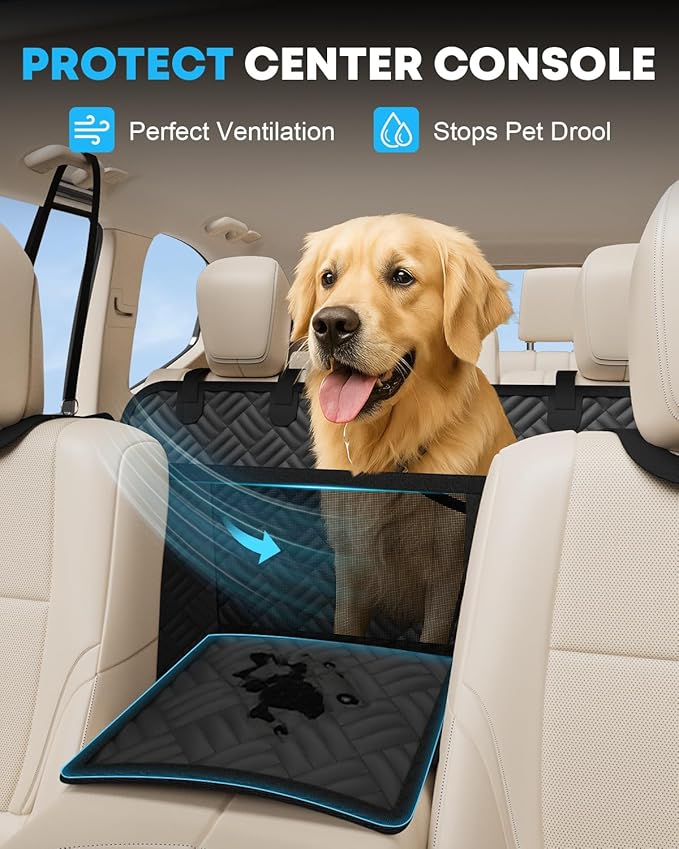 Kohree Dog Car Seat Cover for Back Seat Hard Bottom - Upgraded Reinforced PP Broads, Heavy Duty 900D Oxford Fabric, Nonslip Anti-Scratch Pet Car Seat Cover Dogs Extender Hammock for Car Truck SUV