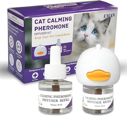 Cat Calming Pheromone Diffuser – Premium Cat Calming Diffuser for Stress & Anxiety Relief – Reduces Scratching, Spraying & Fighting – 60 Day Supply, 48ml Bottle – Ideal for All Cats & Multi-Cat Homes