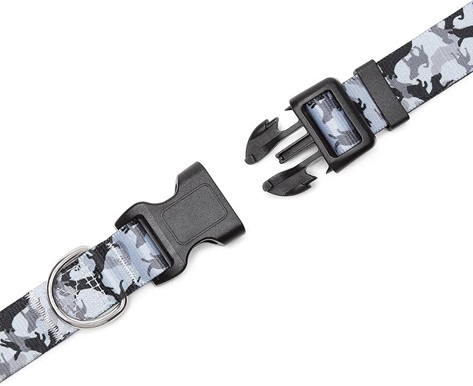 Mercano Adjustable Dog Collar - Special Design Patterns, Soft Nylon Comfortable Sturdy Pet Collar for Small Medium Large Dogs (M, Dog Camouflage Grey)
