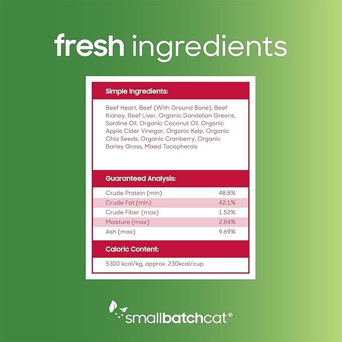 smallbatch Pets Freeze Dried Cat Treats, Raw Dry Cat Food Bites, Beef Recipe, High Protein Food Topper or Training Treats for Cats, Humanely Sourced Meat, Made in The USA, Non GMO, 10 oz Bag