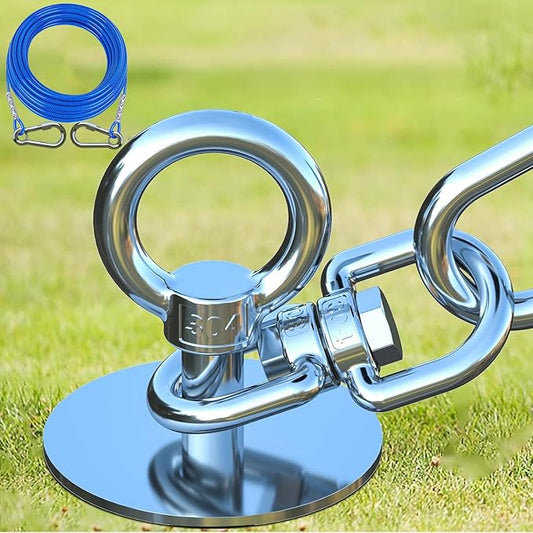 TOPKNOT Dog Tie Out Cable and Stake,20FT Heavy Duty Cable,360°Swivel Dog Run- No Tangle,Runner for Yard - Up to 200LBS,Chain for Yard Ideal for Outdoor Camping