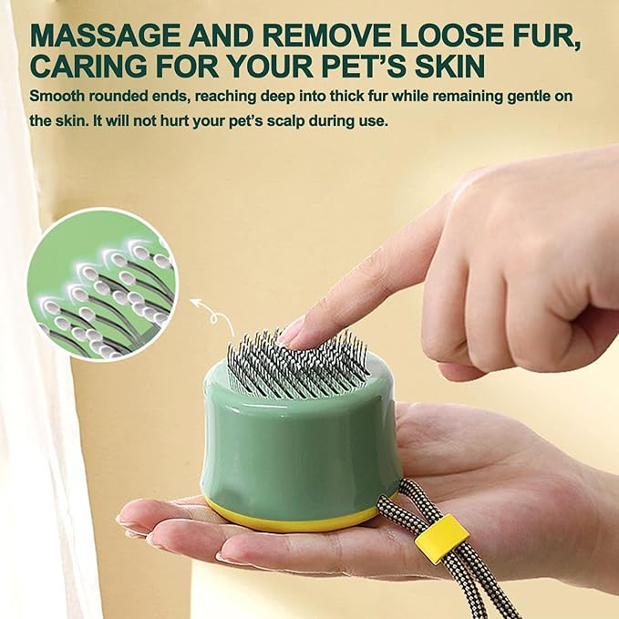 Self Cleaning Retractable Slicker Brush for Puppy and Cats, Grooming Tool with Hanging Rope, Fit for Yorkies, Pomeranians, Maltese, Shih Tzus, Toy Poodles and Maltipoos