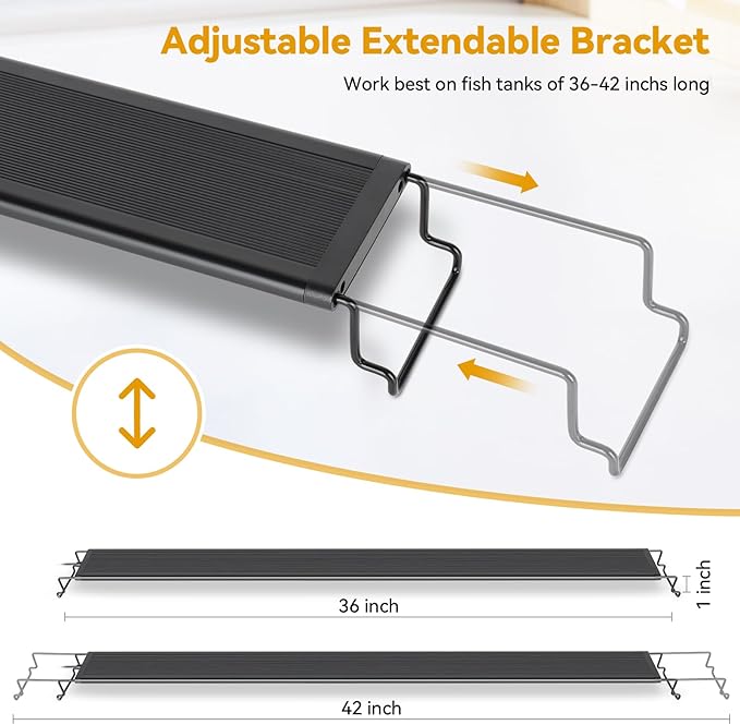 hygger 36W LED Aquarium Light, 36-42 Inch Fish Tank Light with Timer Auto On/Off, Sunrise Sunset Mode, Adjustable Brightness and Colors, Full Spectrum Light with Extendable Brackets for Freshwater