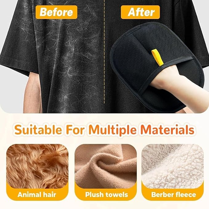 Yomi Pet Hair Remover Glove, Cat Grooming Gloves, Reusable Static Removal Glove for Pet Hair, Versatile Dog Grooming Gloves for Couch, Furniture, Carpet, Car Seat (2PCS)