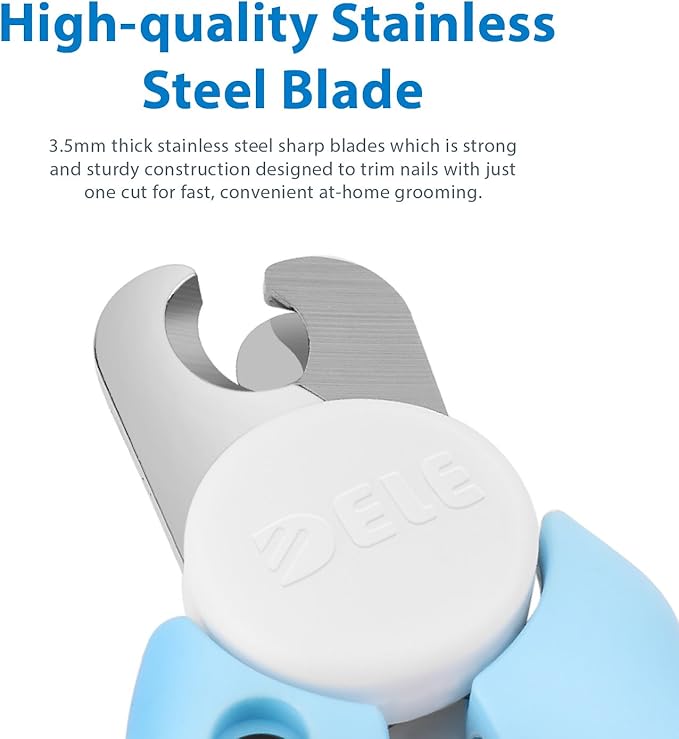 Flexzion Dog Cat Nail Clipper and Trimmer, Pet Toe Claw Scissor Grooming Tool with Stainless Steel Blades File Easy Grip Handle Safety Guard Avoid Overcutting for Small Medium Large Breed Puppy, Blue