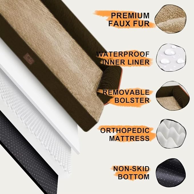 Small Dog Bed Orthopedic Washable Cat Bed Memory Foam Small Couch Sofa Indoor Comfy Pet Beds with Waterproof Removable Cover & Non-Slip Bottom