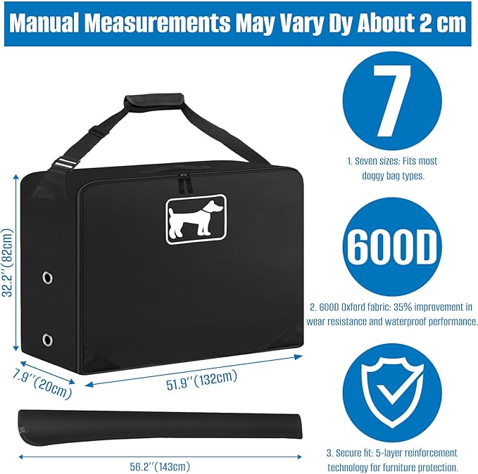 SIRUITON Dog Playpen Storage Bag Fits 50" H 8 Panels and 9 Stakes ，Dog Fence Travel Bag Suitable for Foldable Exercise Pet Playpen, Dog Fence Travel Bag with Reinforcing Plate & Shoulder
