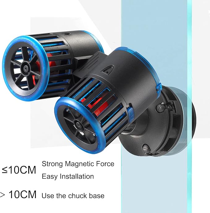 Carefree Fish Aquarium Magnetic Dual Powerheads 25W 5400Gph for 30~300Gal Fish Tank Wave Maker Quiet and Strong Submersible Water Circulation Pump for Freshwater and Saltwater