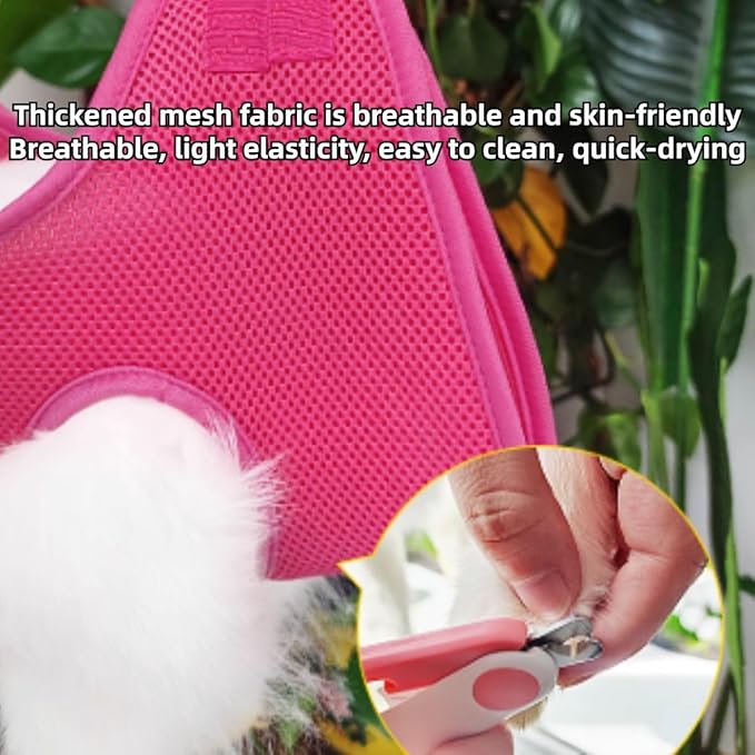 Rabbit Grooming Hammock with Safety Belt for Nail Clipping, Grooming, Bunny Bathing Bag for Nail Trimming, Cat Claw Care Bag, Small Animal Grooming Harness (Red,XX-Small)