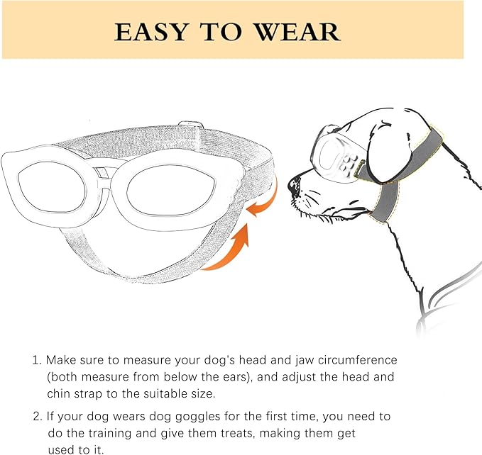 Small Dog Goggles, UV/Wind/Dust/Fog Proof Sunglasses for Outdoor Activities, Black