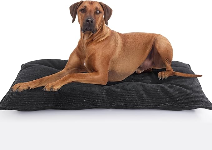 MABOZOO Chew Proof Indestructible Dog Beds for Aggressive Chewers,Durable Dog Crate Pad,Washable Tough Pet Mats for Kennel,Black,XL 28x41 in