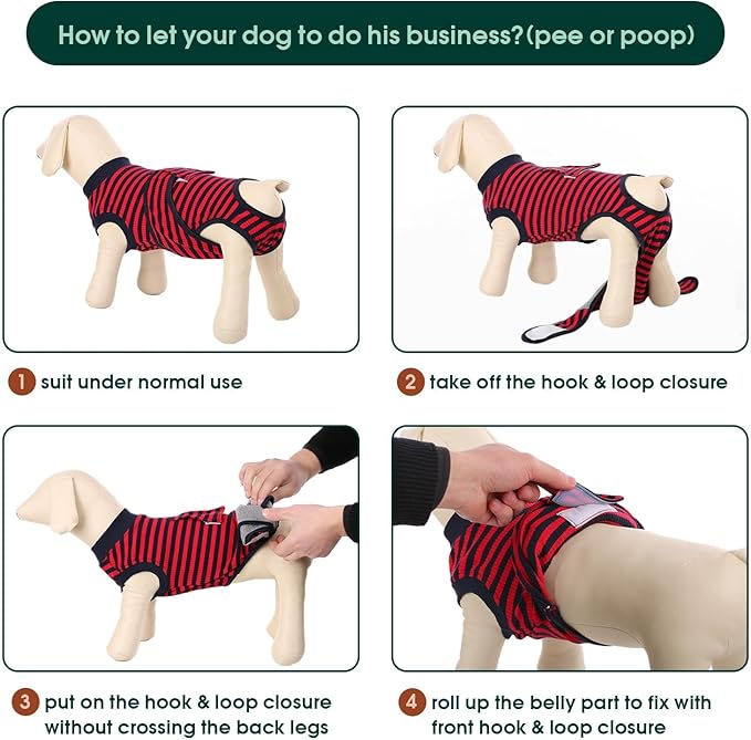 Kuoser Recovery Suit for Dogs Cats After Surgery, Professional Pet Recovery Shirt Dog Abdominal Wounds Bandages, Substitute E-Collar & Cone,Prevent Licking Dog Onesies Pet Surgery Recovery Suit