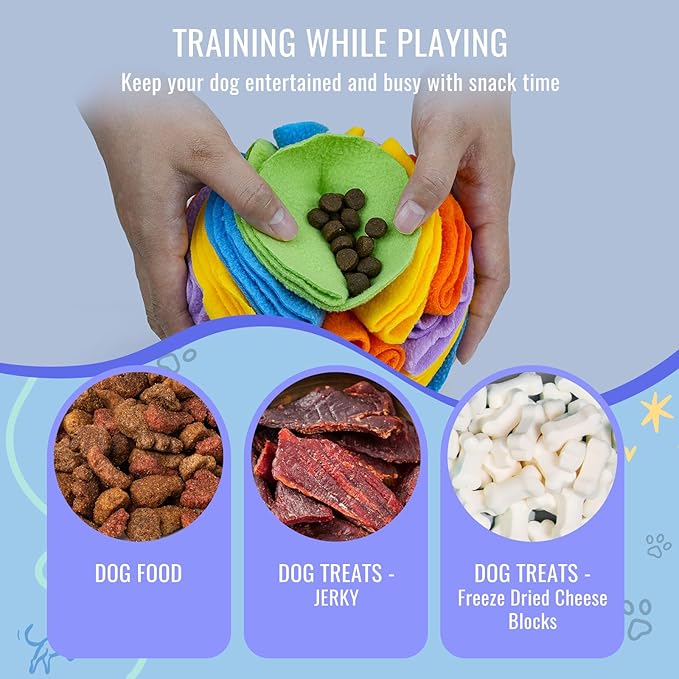 Pet Snuffle Ball, Puzzle Sniffing Interactive Dog Ball for Blind Dogs Training Stress Relief Dog Enrichment Toys Treat Machine Washable (Sweet Purple, 10cm)