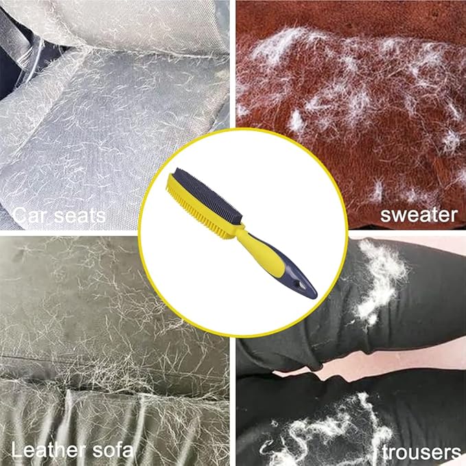 Rubber Pet Hair Removal Brush, Dogs Cats Hair Lint Remover Tool Massage Bath Comb Brush for Cleaning and Grooming (Yellow)