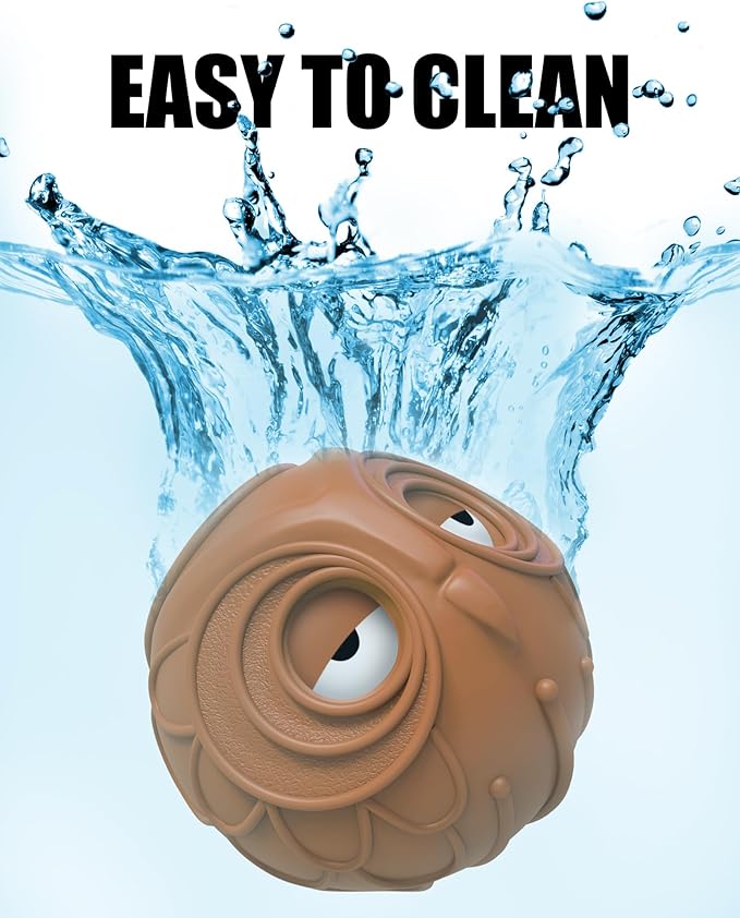 Giggle Ball for Dogs Owl Dog Toys for Aggressive Chewers Medium Large Dogs Fun Gift for Dog Natural Rubber Herding Ball for Dogs Cute Owl Hoot Brown New