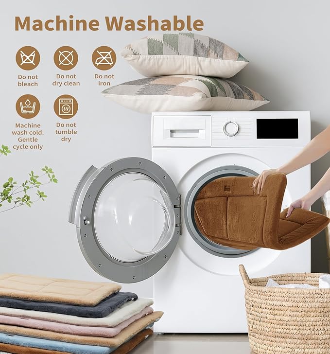 Made4Pets Dog Crate Pad Bed for Extra Large Dogs, Washable & Reversible, Anti-Slip Kennel Mat for Cozy Sleeping, Soft Fluffy Dog Bed for Indoor & Outdoor Use, 48"x30", Brown