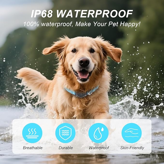 Waterproof Airtag Dog Collar - Nylon Collar with Durable Airtag Holder, Reflective&Anti-Lost with Safety Metal Buckle, Soft Padded Adjustable for Small Medium Large Dogs Blue M