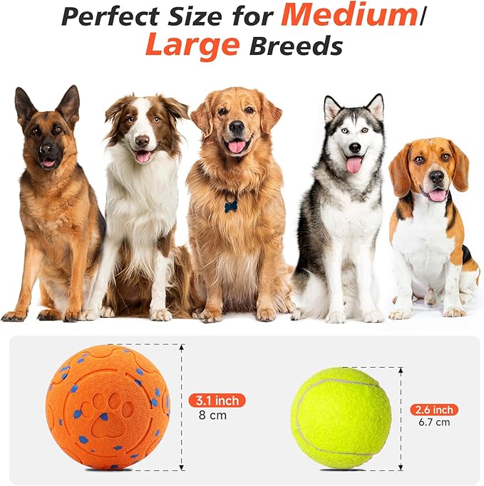 Interactive Dog Ball Toy, Automatic Moving Bouncing Rotating Smart Ball with 3 Modes, Durable E-TPU Material for Medium & Large Dogs, IP54 Waterproof Stimulation Toy to Keep Dog Busy & Active