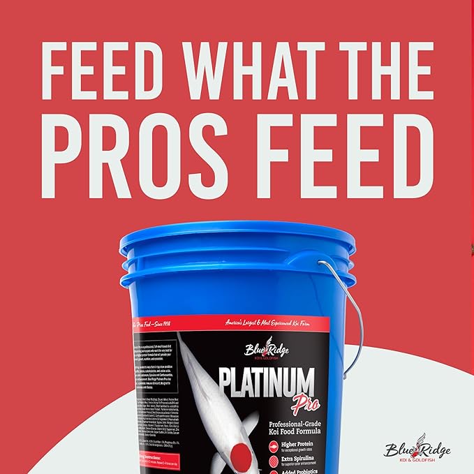 Blue Ridge Koi Fish Food 14lb - Koi Food 3/16” Platinum Pro Formula Goldfish Food, Premium Fish Food for Ponds, Ponds Fish Food, Floating Pond Pellet