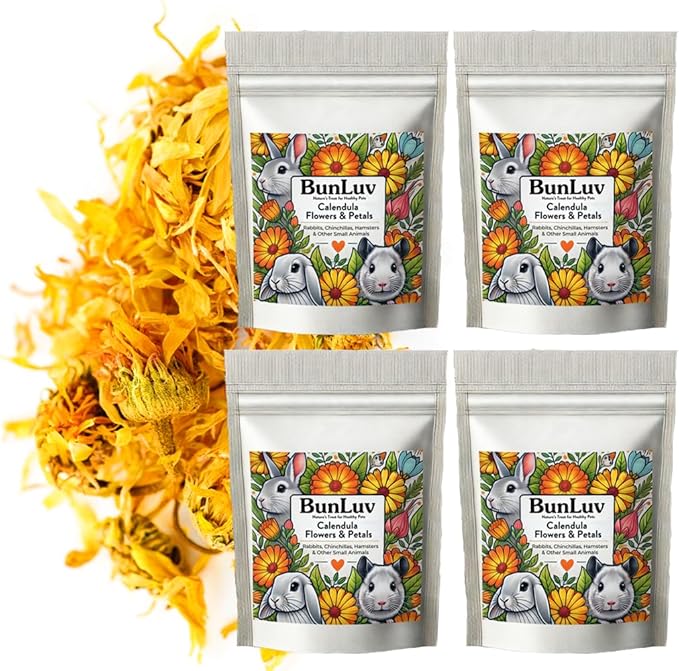 Pampered Chicken Mama Organic Dried Calendula Flowers for Small Animals | Chinchillas, Rabbits, Hamsters, Guinea Pigs | Natural Pet Food Supplement (8 Ounces)