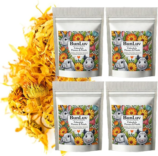 Pampered Chicken Mama Organic Dried Calendula Flowers for Small Animals | Chinchillas, Rabbits, Hamsters, Guinea Pigs | Natural Pet Food Supplement (8 Ounces)