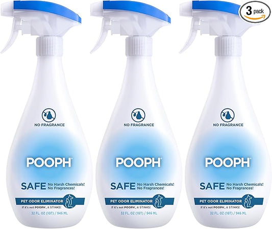 POOPH® Pet Odor Eliminator Spray – 32oz Single & 32oz 2-Pack Bundle – No Fragrance, No Harsh Chemicals, Safe for Pets & People, Eliminates Odors Fast – Home, Auto, Furniture & More