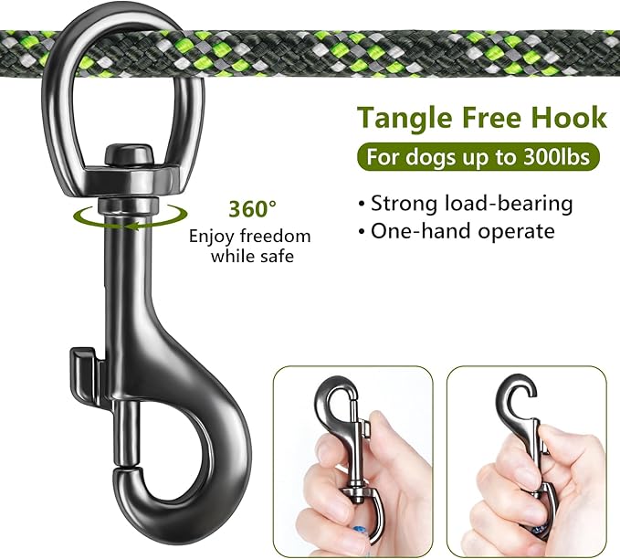Tresbro Dog Camping Leash, 50ft/75ft/100ft Trolley System for Dogs up to 300lbs, Portable Lightweight Runner Lead for Yard, Reflective Dog Tie Out Cable for Camping, Courtyard, Park, Outside