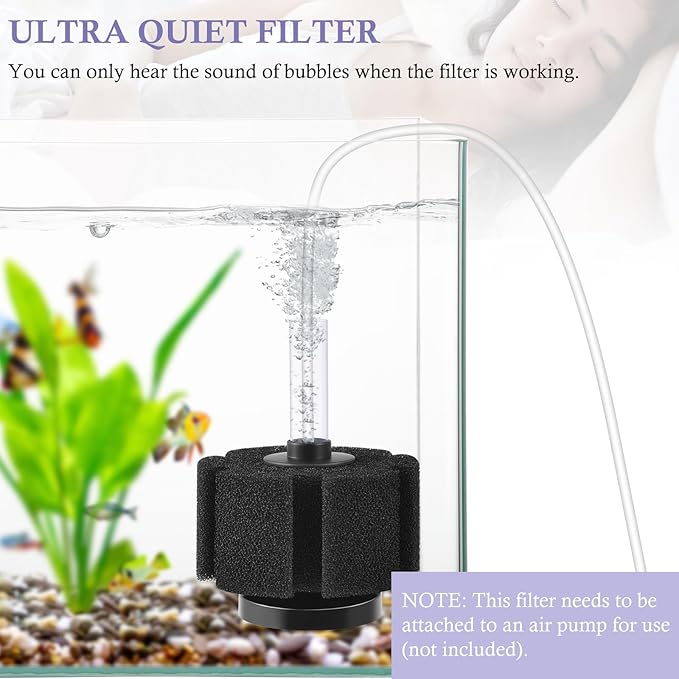 FEDOUR Aquarium Sponge Filter, Ultra Quiet Aeration Bio Sponge Filters for Breeding Fry Shrimp Betta Fish Tank, Efficient Submersible Aquarium Filter for up to 100Gallon Tank (M for up to 50gallon)
