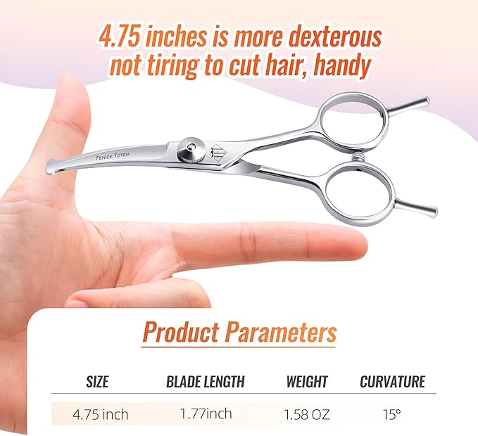 Dog Grooming Scissors: 4.75" Pet Curved Shears Made Of Advanced Stainless Steel Alloy for Trimming Dogs Cats and Other Pets Face and Paws