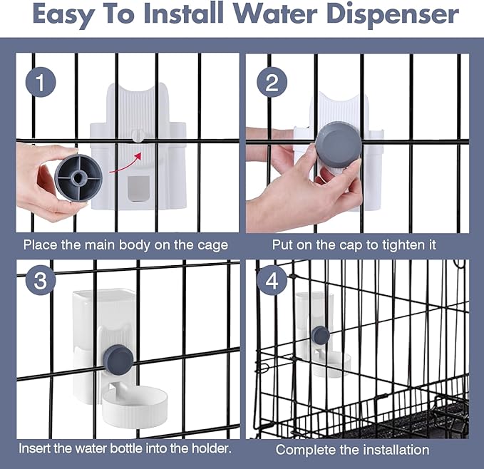 Rabbit Water Bottle 33oz Hamster Water Bottle Hanging Guinea Pig Water Dispenser Include Hay Feeder Bag Set for Bunny Small Pet Animal
